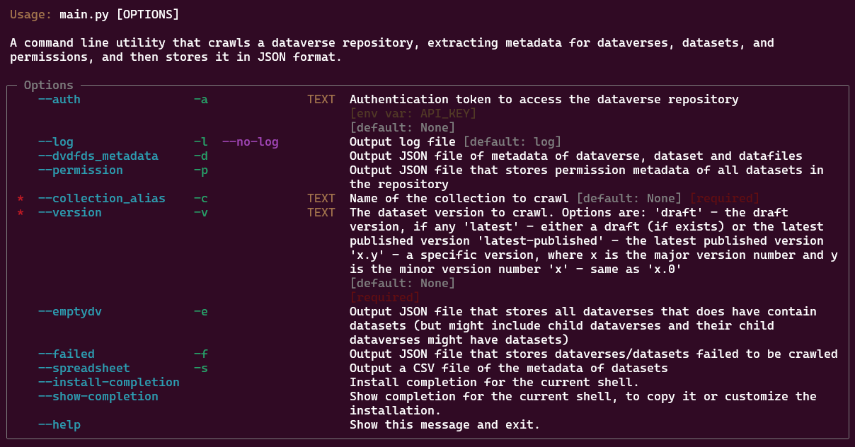 Screencapture of the CLI tool